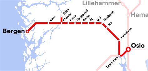 oslo to bergen train route map